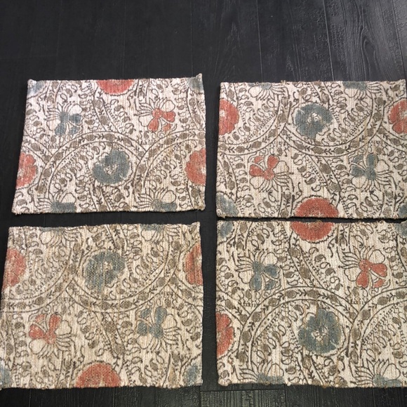 Food Network Jute cotton blend Placements Set (4)‎ Floral Fall Thanksgiving - Picture 1 of 14